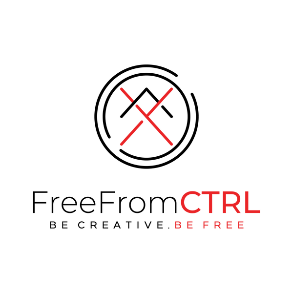 Free From CTRL logo of a person reaching up to the sky to unlock their full potential and truly being free from control.